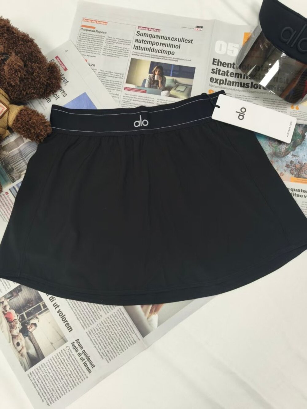 ALO Yoga Women's Match Point Tennis Skirt Black⚾| Versatile items | Athleisure😍
